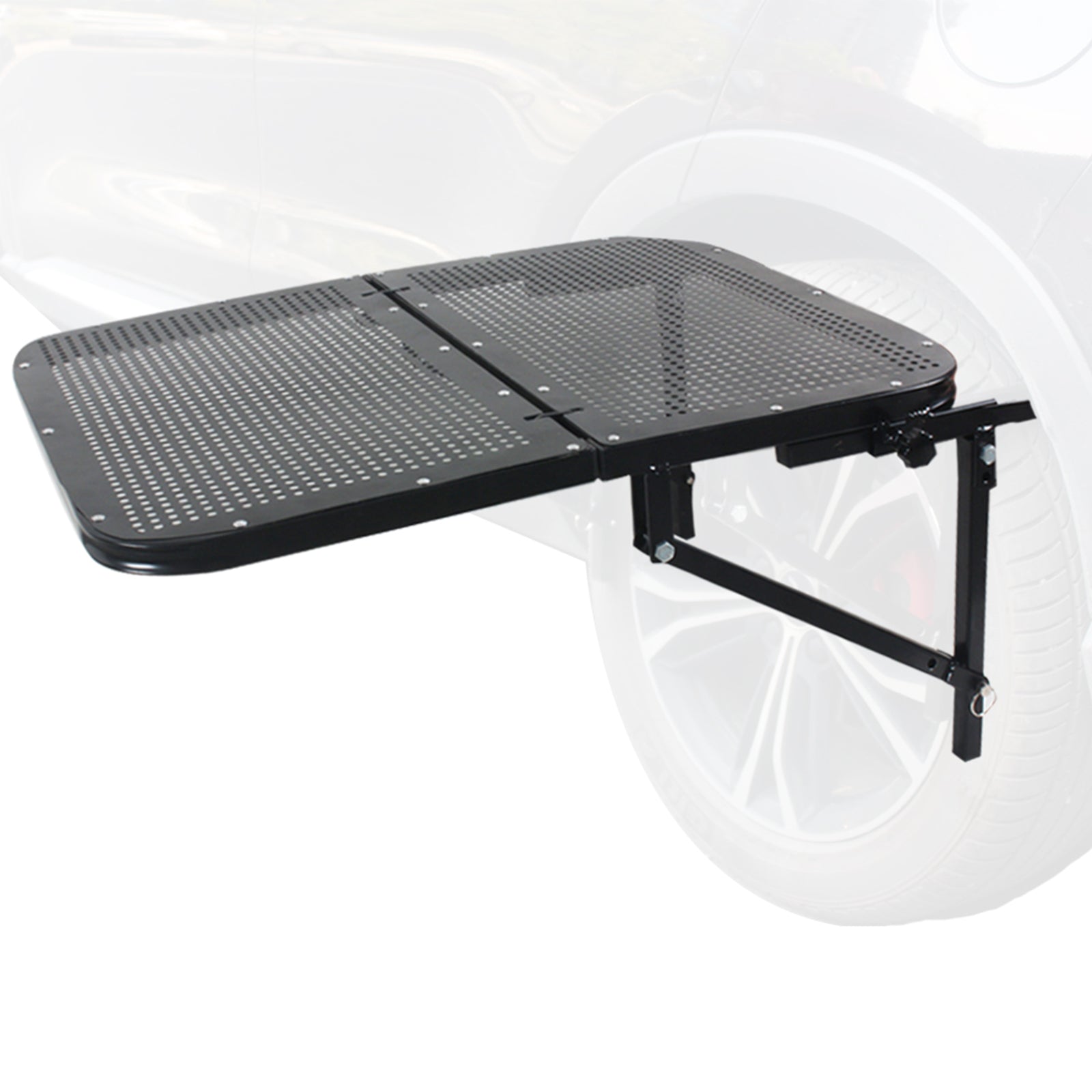 BESTOOL Tire Table Vehicle Tire-Mounted Steel Camping, Travel, Tailgating and Outdoor Work Table, Black (Steel) , 29 x 22 x 1.5"