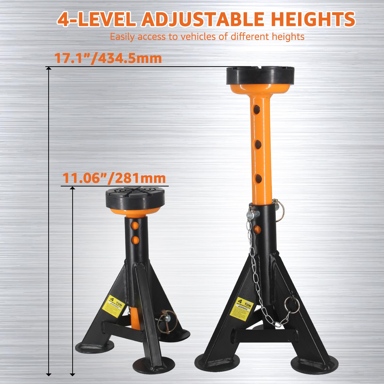 BESTOOL Low Profile Car Jack Stand | Mini Jack Stand with Security Locking Pins-4ton(8000Ibs) Capacity, 2 Pack