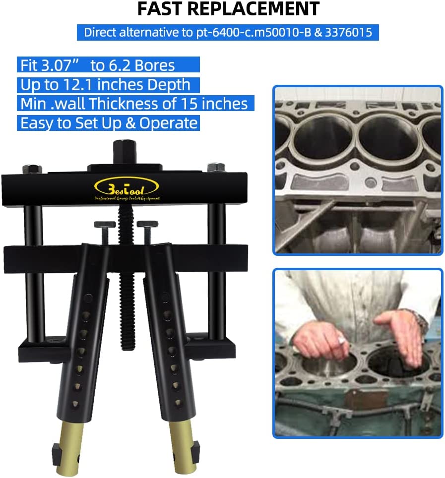 BESTOOL Universal Cylinder Liner Puller, Works on Wet Liner from 3-7/8” to 6-1/4” bore Fits for Cummins Caterpillar CAT Mack etc, Replace to PT-6400-C, M50010-B, 3376015